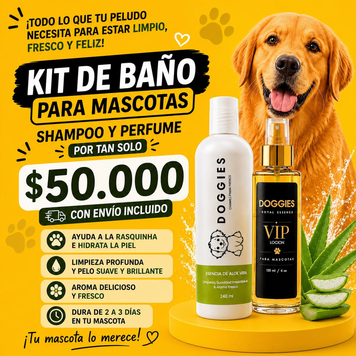 Kit Shampoo Y Perfume Para Mascotas Doggies