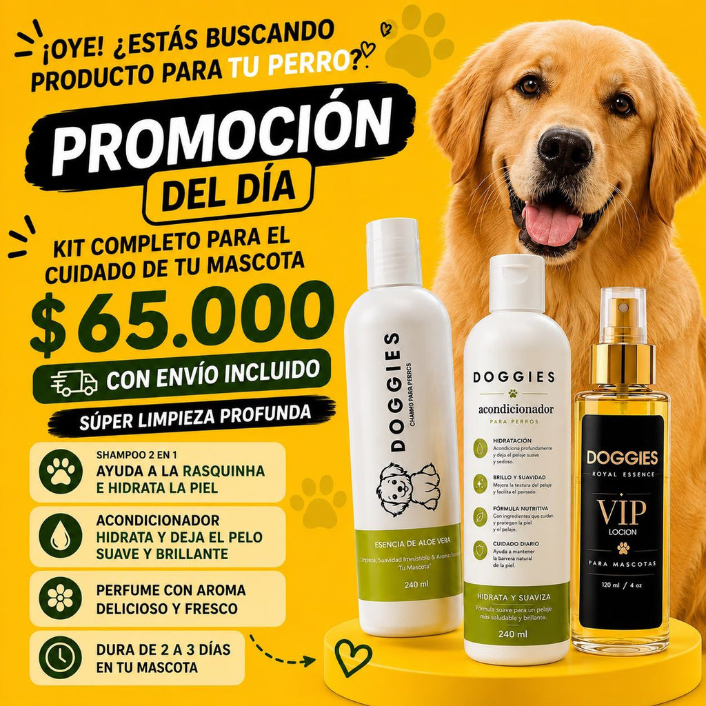 Kit Shampoo, Perfume Y Acondicionador Para Mascotas Doggies